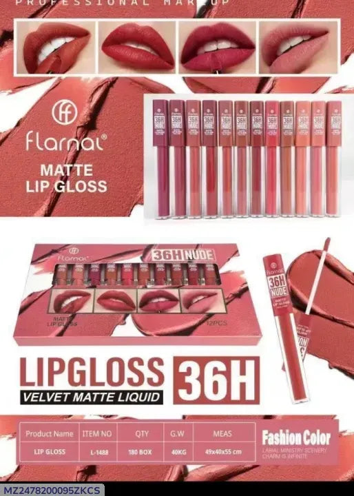 Floral Matte Lip Gloss 36H Long Lasting Waterproof Set