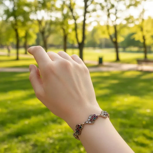 Golden Gemstone Bracelet for Girls Wedding Party Wear