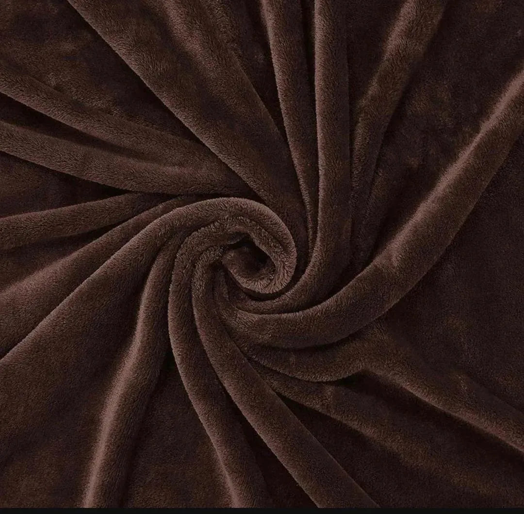 Brown Velvet Fleece Double Bedsheet Set 3 Pcs