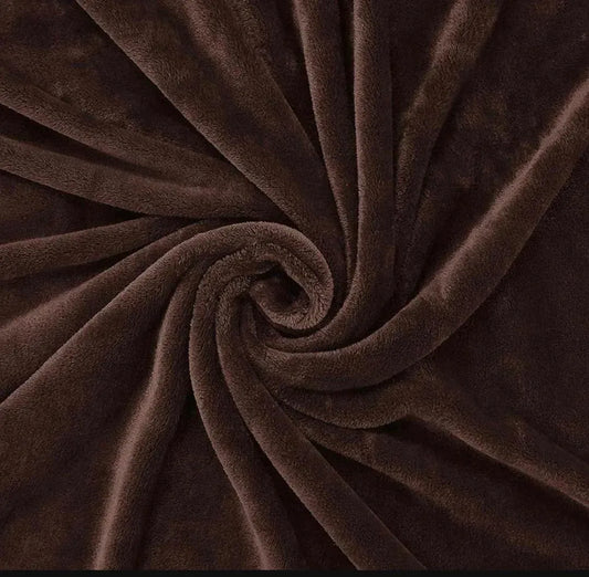 Brown Velvet Fleece Double Bedsheet Set 3 Pcs