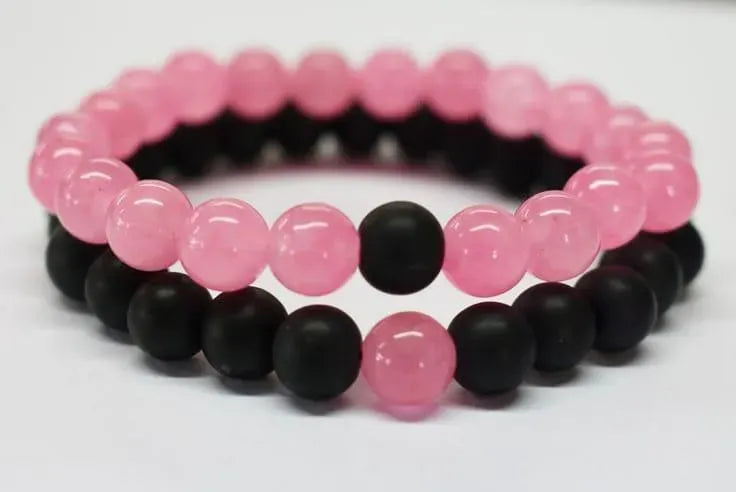 2 Pcs Modern Design Antique Plated Beads Couple's Bracelet