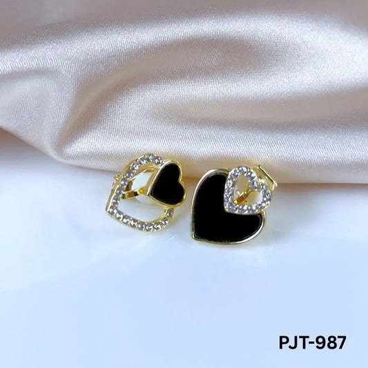 Heart Earrings with Rhinestones for Women