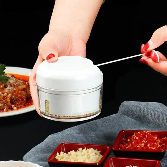 Mini Manual Food Chopper White ABS Plastic Kitchen Tool