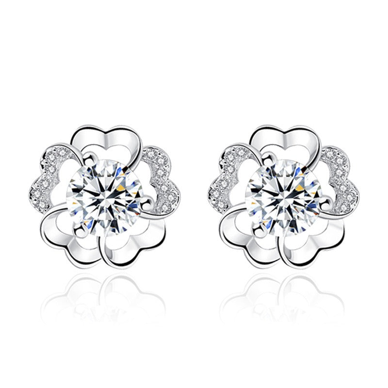 Peach Blossom Stud Earrings Silver Plated for Women
