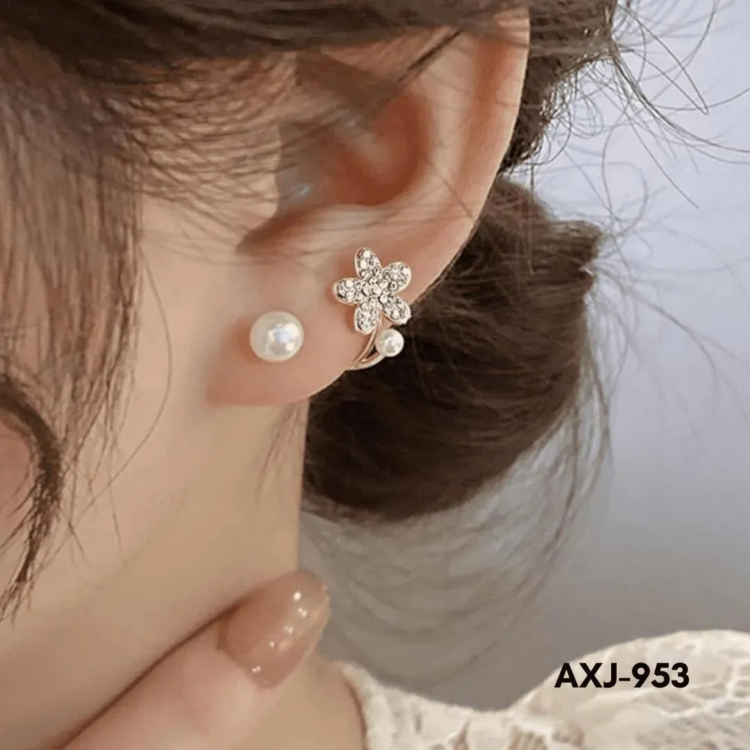 Flower Pearl Zircon Earrings Golden Silver Lightweight