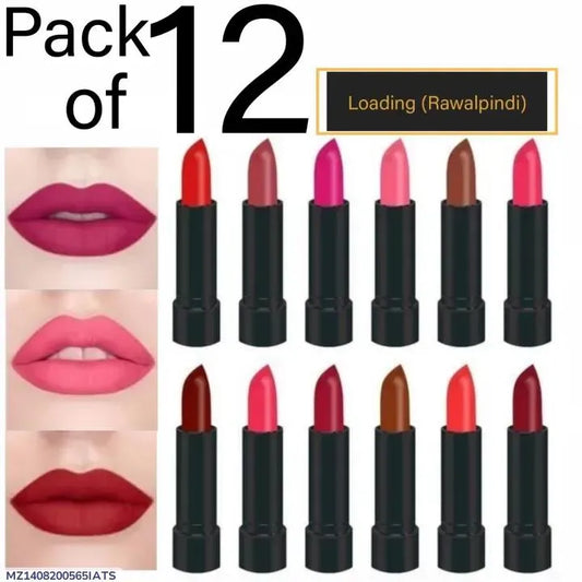 MZ1408200565IATS Matte Lipstick Pack of 12 Bold Shades