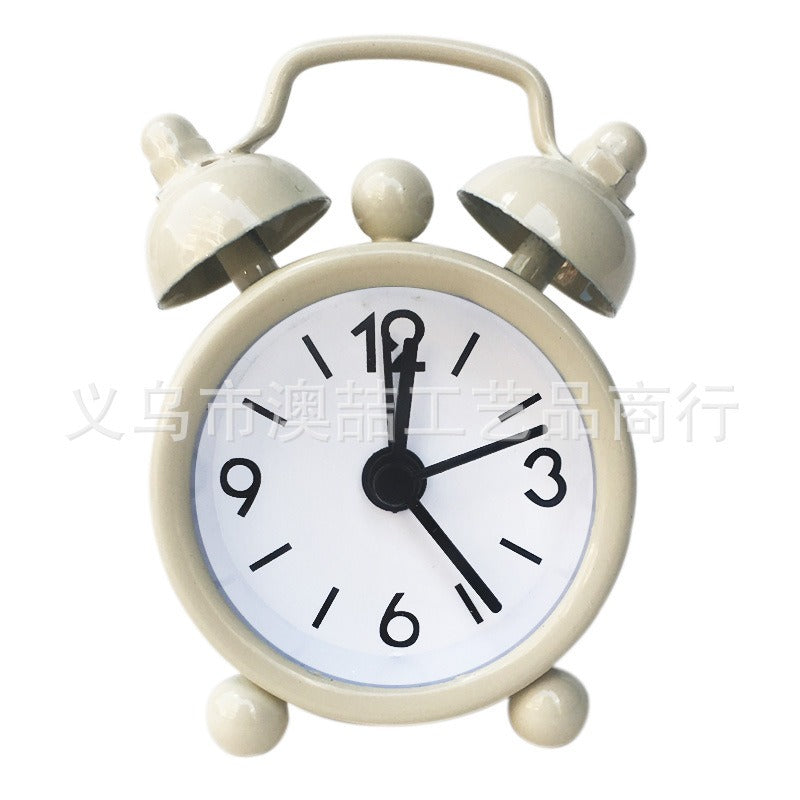 Mini Metal Alarm Clocks 4cm White Silent Student Use