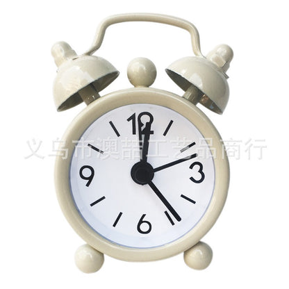 Mini Metal Alarm Clocks 4cm White Silent Student Use