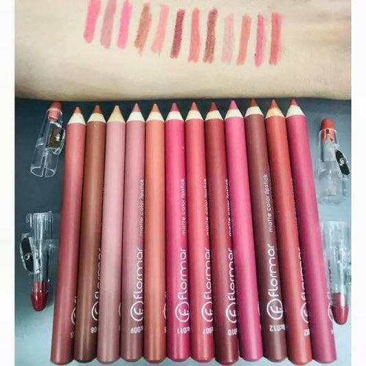 Matte Lip Pencil Set 12 Shades Long Lasting Smudge Proof