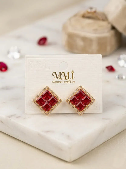 Women's Gold Plated Crystal Earrings Set of 2