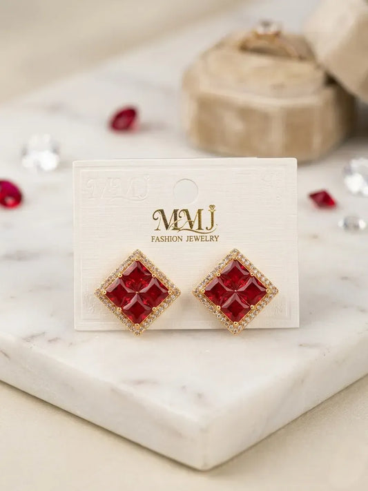 Women's Gold Plated Crystal Earrings Set of 2