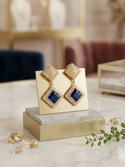 Women's Gold Plated Crystal Earrings Set of 2