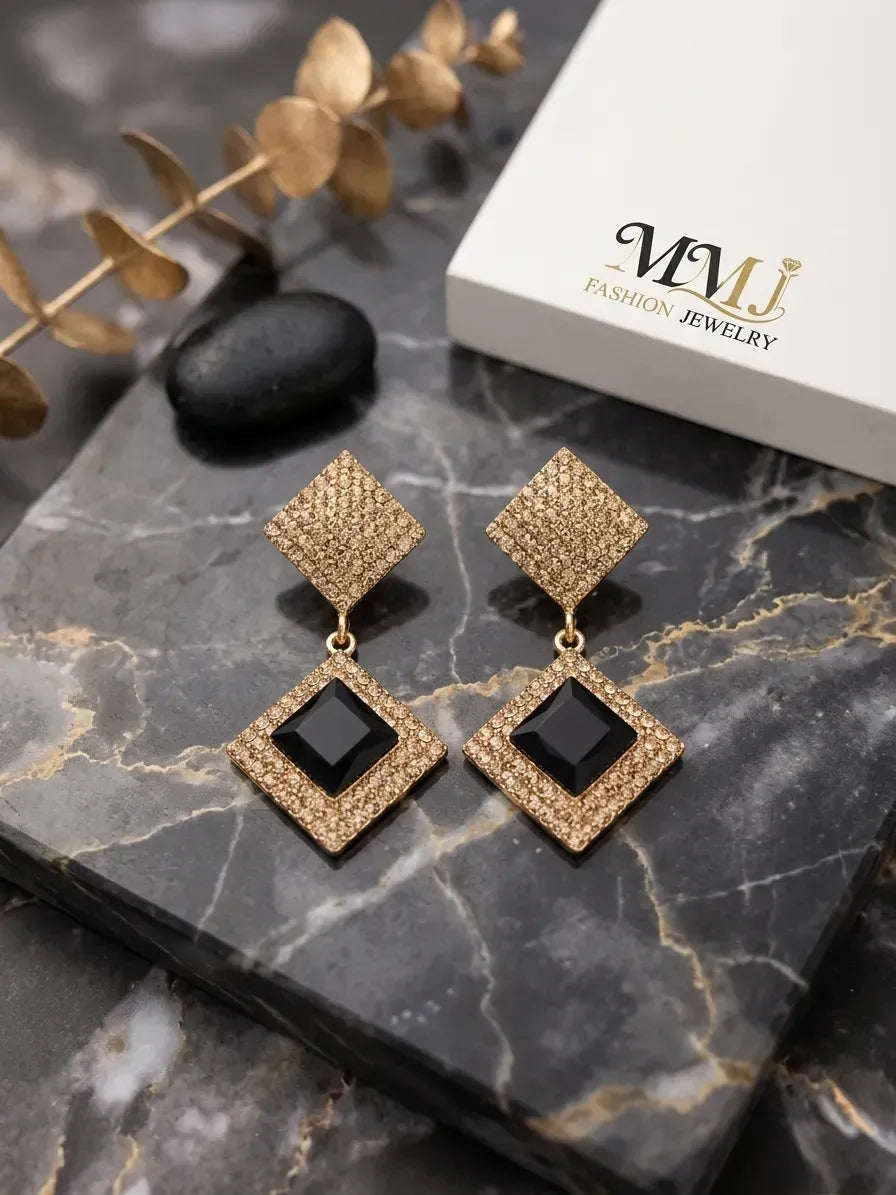 Women's Gold Plated Crystal Earrings Set of 2