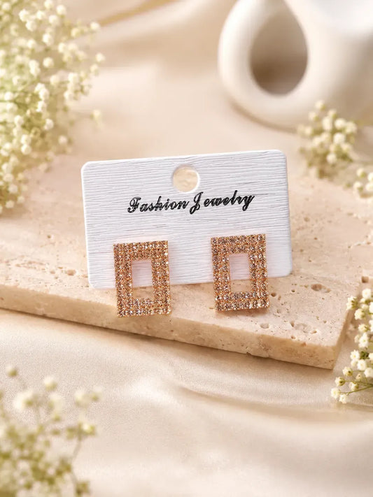 Golden Crystal Earrings for Women 2 Pcs