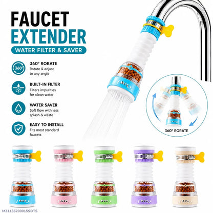 Faucet Extender with Filter & Water Saver - 30° Rotate, 3cm Diameter, ABS Plastic