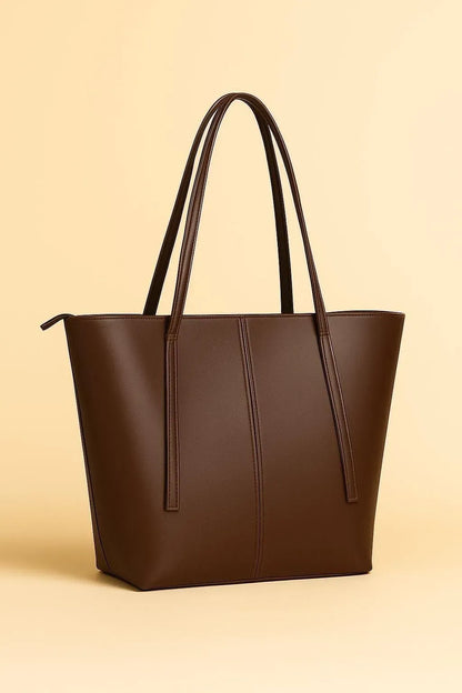 Brown Rexine Tote Bag for Girls School Office Use