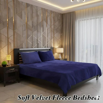 Soft Velvet Fleece Bedsheet Golden 3-Piece Set