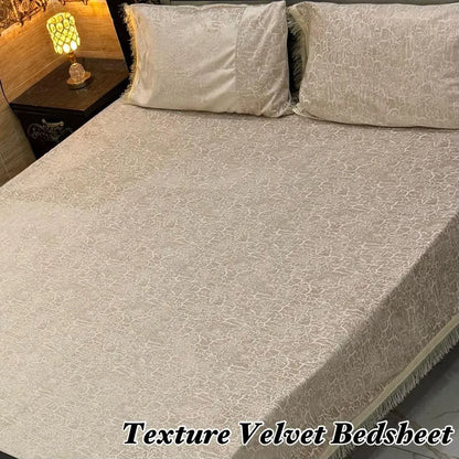 Black Velvet Textured 3Pcs Double Bedsheet Set