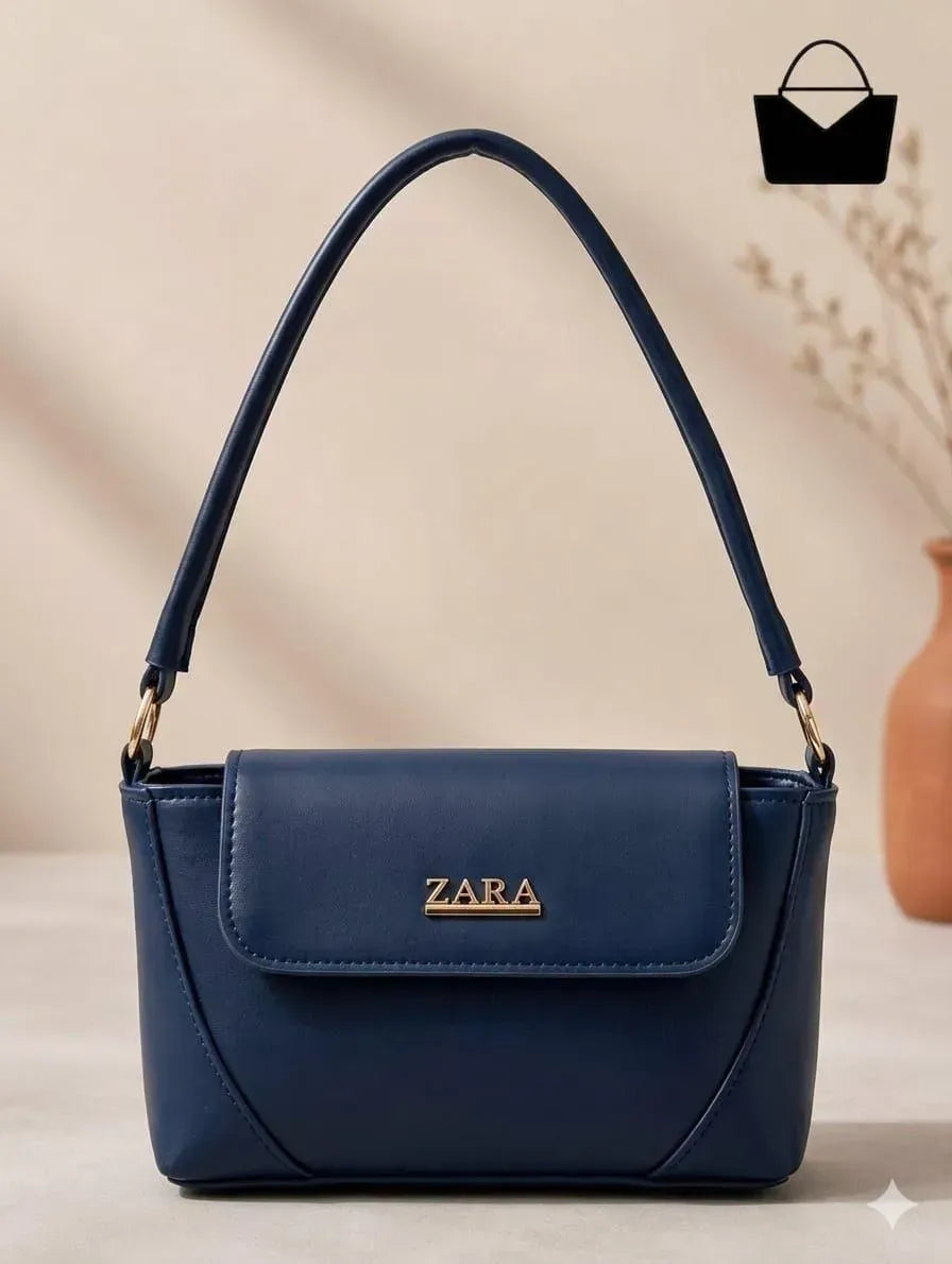 Blue Leather Shoulder Bag for Women
