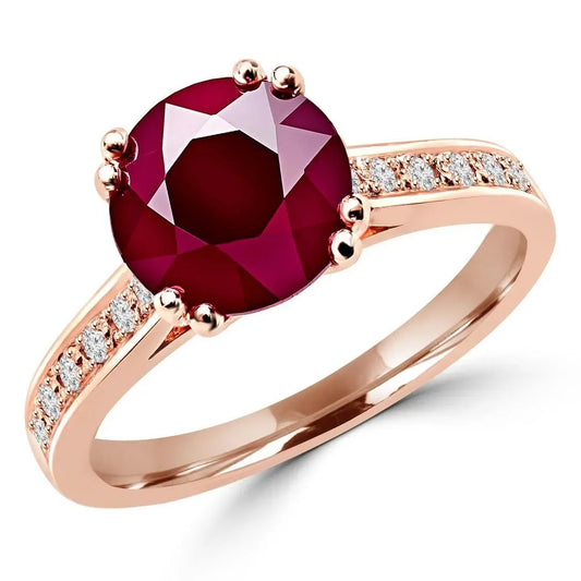Red Gemstone Ring Rose Gold Plated for Women