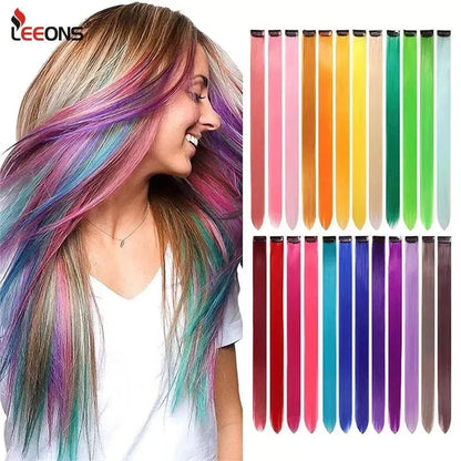Vibrant Synthetic Hair Extensions 6 Colors Heat Resistant