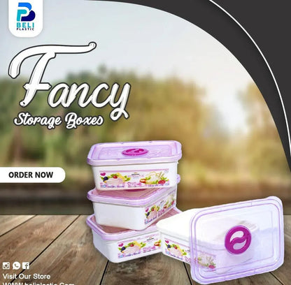 Fancy Storage Boxes Stackable Locking Lid Plastic