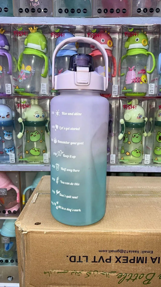 Transparent Vacuum Water Bottle with Motivational Quotes