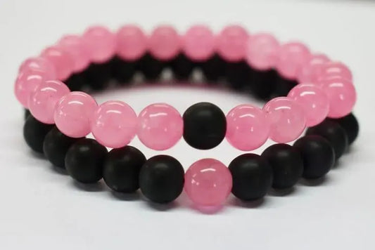2 Pcs Modern Design Antique Plated Beads Couple's Bracelet