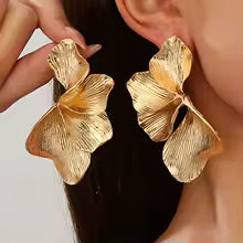 Stainless Steel Big Flower Earrings for Women Girls Irregular Exaggerate Leaves Pendant Earrings Vintage Party Jewelry Gifts