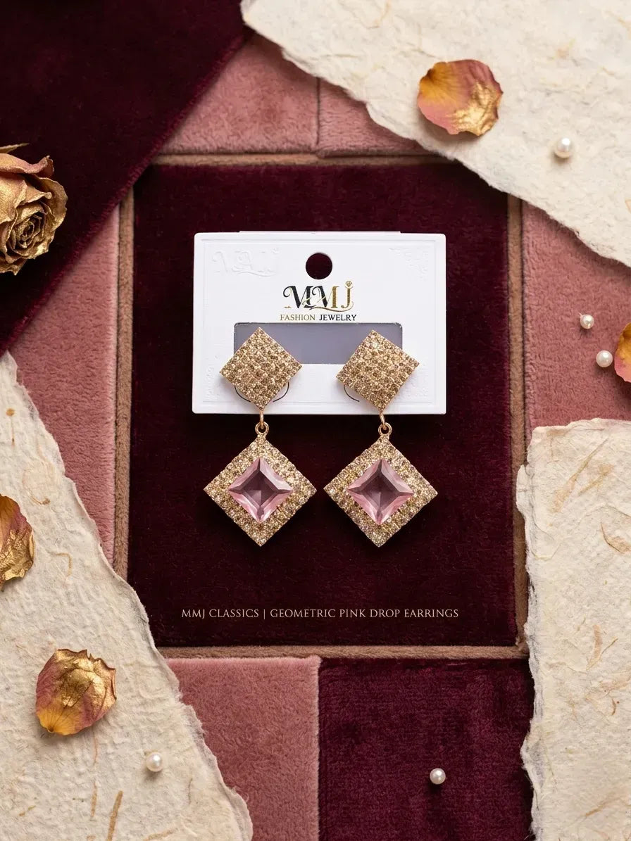 Women's Gold Plated Crystal Earrings Set of 2