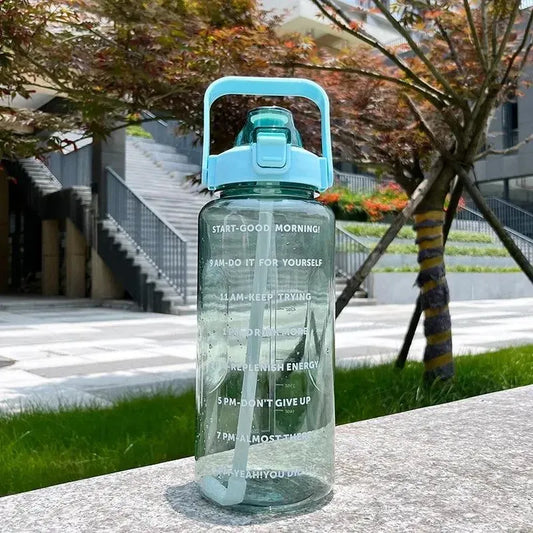Transparent Vacuum Water Bottle with Motivational Quotes