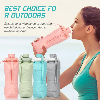 Foldable Silicone Water Bottle 600ml Multicolor