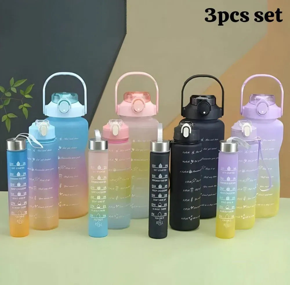 3 Pcs Gradient Water Bottles for Gym & Office Use