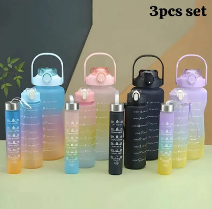 3 Pcs Gradient Water Bottles for Gym & Office Use