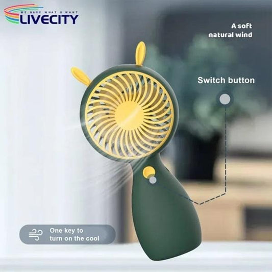 Portable Rechargeable Fan Green Yellow ABS