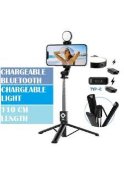 Selfie Stick Black ABS Tripod Base Adjustable Arm