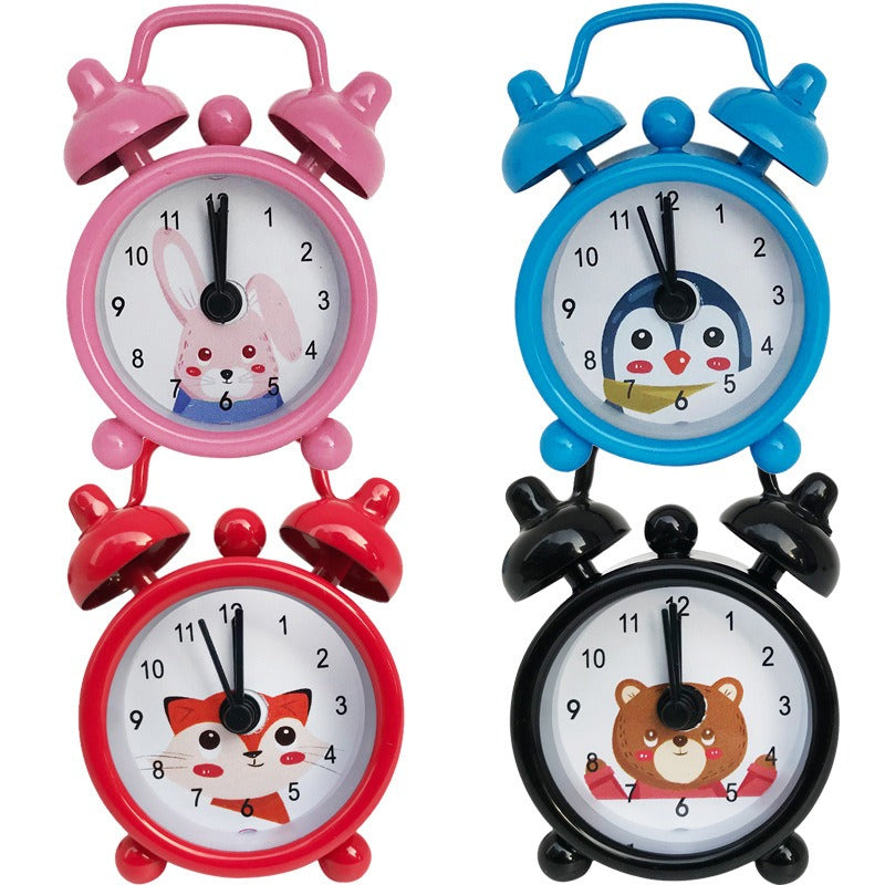 Mini Metal Alarm Clocks 4cm White Silent Student Use