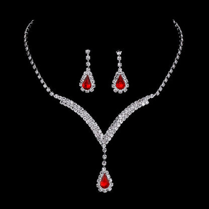 Diamond Water Drop Necklace & Earrings Set for Pakistani Women