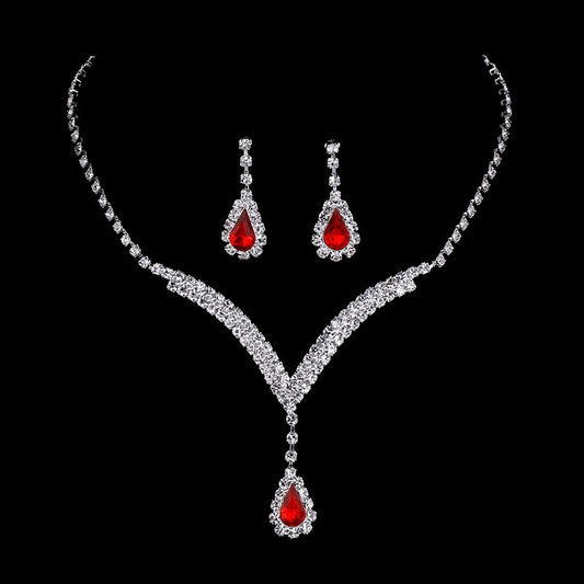 Diamond Water Drop Necklace & Earrings Set for Pakistani Women
