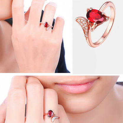 Rose Gold Fox Charm Ring for Women Daily Wear