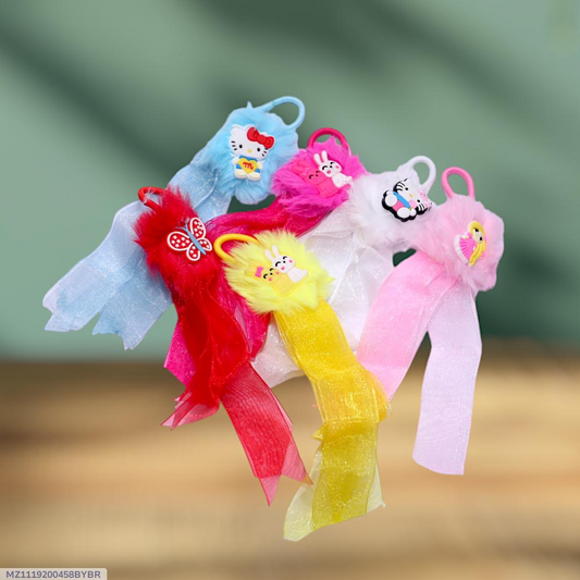 Multicolor Hair Pony Pack of 6 with Hello Kitty & Bunny Designs