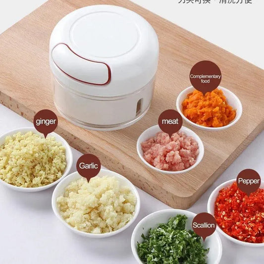 Mini Manual Food Chopper White ABS Plastic Kitchen Tool