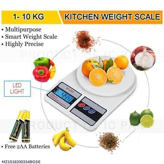 Digital Kitchen Scale 1-10kg LED Light Free 2AA Batteries