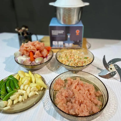 Stainless Steel Chopper Green Silver 2L Compact