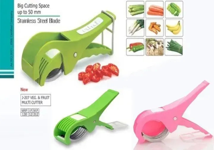 Green Multi-Veg Cutter with 5 Blades for Cucumbers, Peppers, Tomatoes