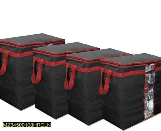 4 Pack Durable Storage Bags Black Red Transparent Side