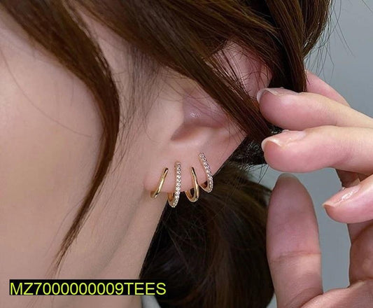 Golden W-Earrings for Women, Lightweight & Durable