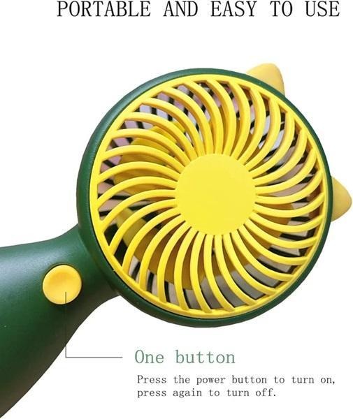 Portable Rechargeable Fan Green Yellow ABS