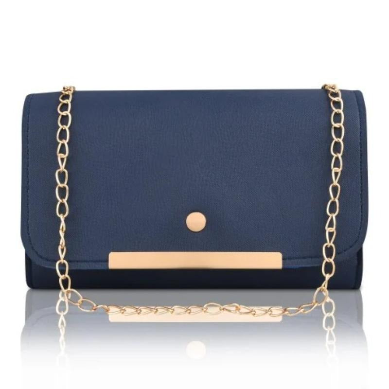 Women's Blue Gold PU Leather Shoulder Bag Set 5 Pcs