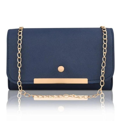 Women's Blue Gold PU Leather Shoulder Bag Set 5 Pcs
